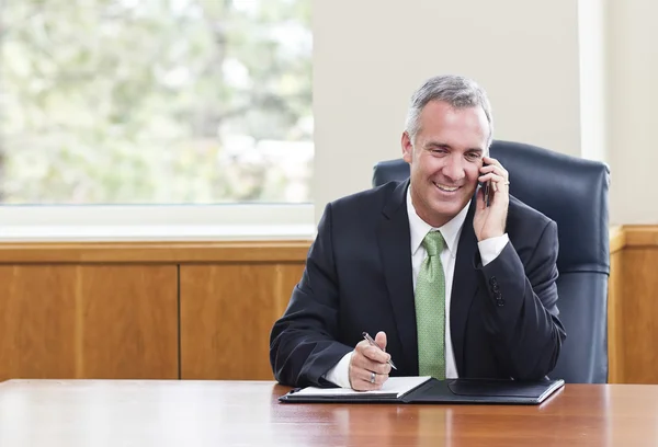 Businessman talking on a cell phone — Stock Photo, Image