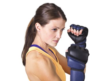 Beautiful woman boxing and fitness training clipart