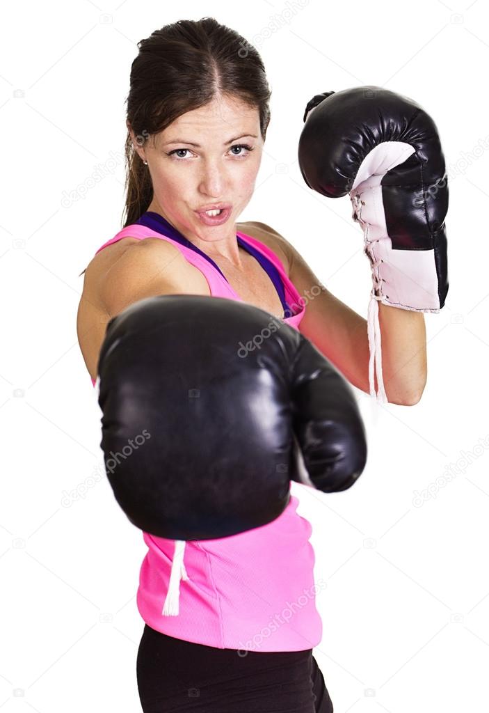 Beautiful woman ready to box