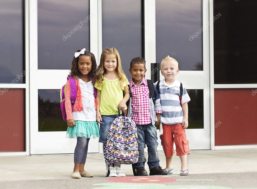 Portrait of Young Kids first day of School