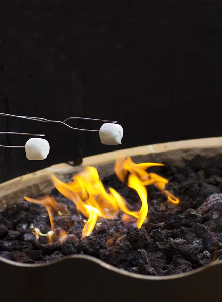 Rostning marshmallows — Stockfoto