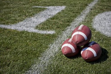 bir oyun alanı üzerinde futbol topları