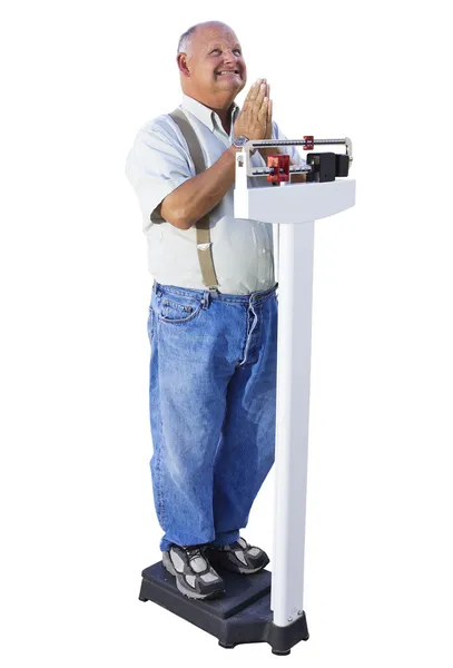 Overgewicht senior mannelijke hoop om gewicht te verliezen — Stockfoto