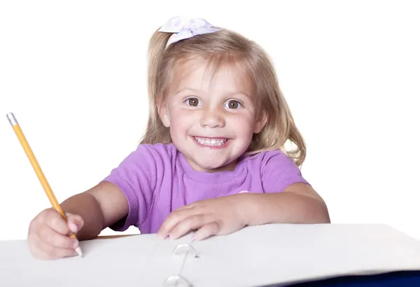 Niña aprendiendo a escribir — Foto de Stock