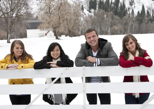 Racially-diverse friends smiling — Stock Photo, Image