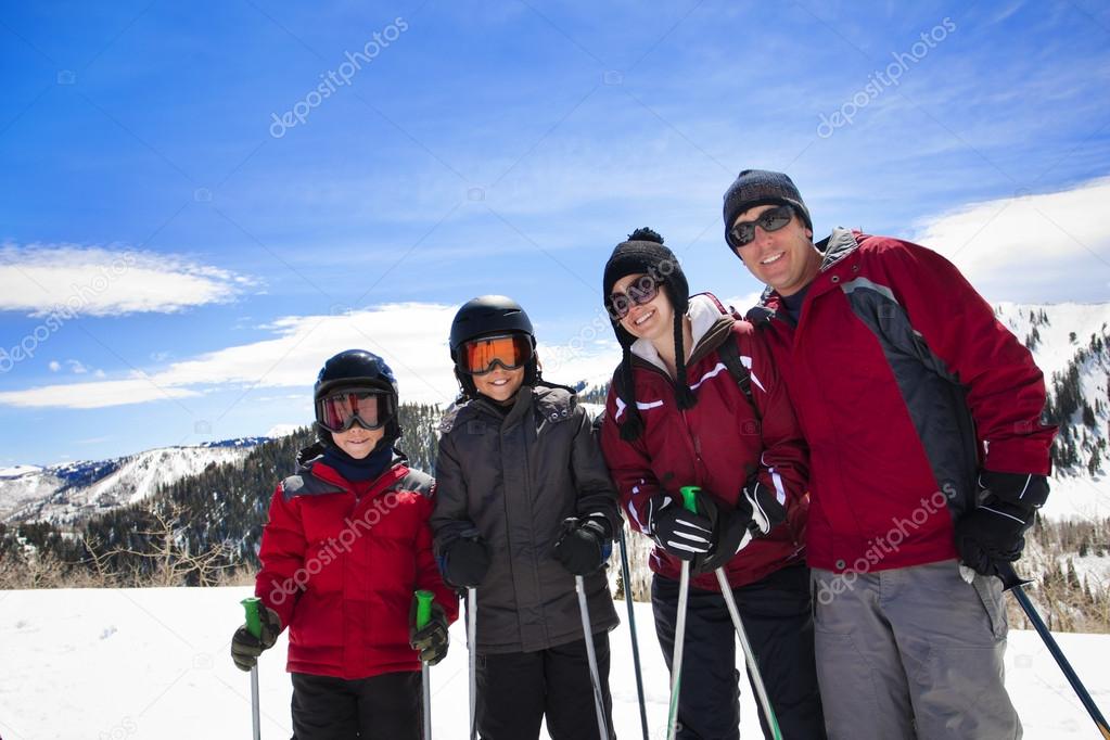 Family Skiing together