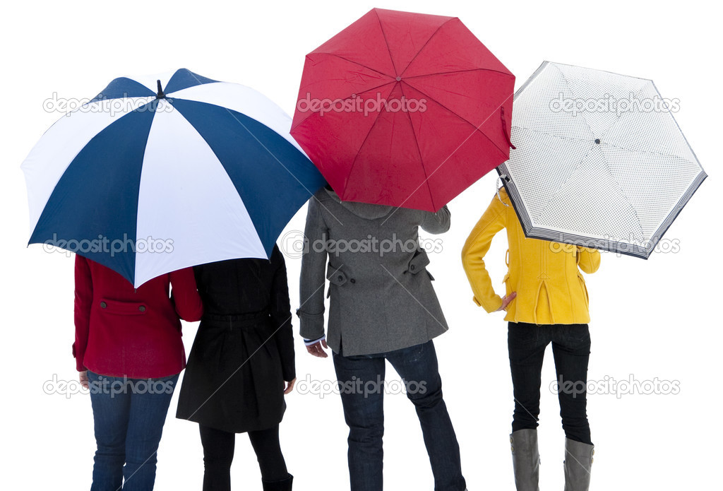 People under their umbrellas