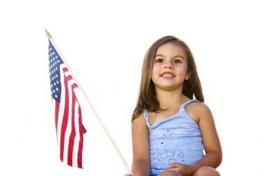 Amerikalı kız ile ABD bayrağı
