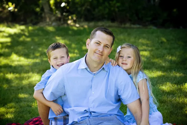 Happy father and children — Stock Photo, Image