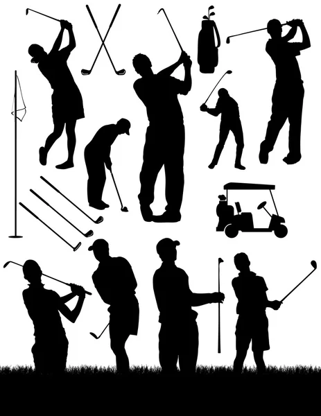 Éléments de golf Silhouettes — Image vectorielle