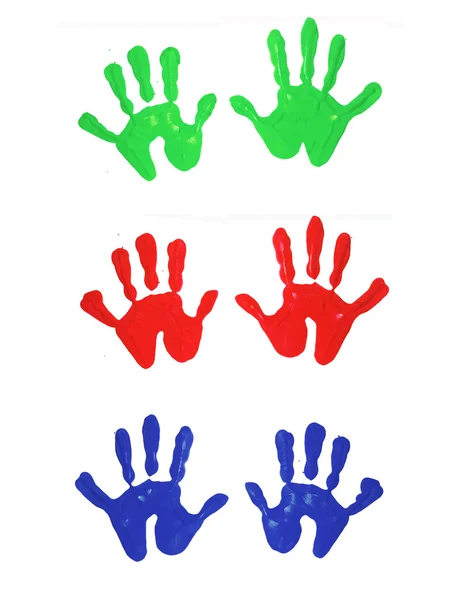 Multi-colored hand prints — Stock Vector