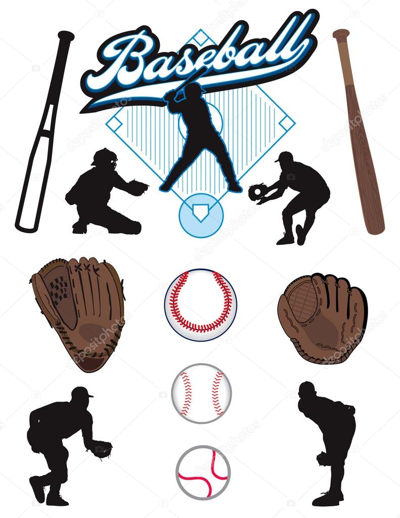 Illustrated baseball elements