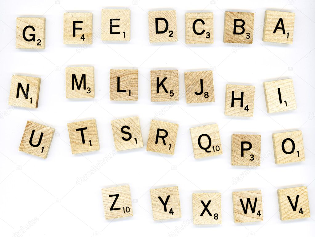 Scrabble wood letter blocks