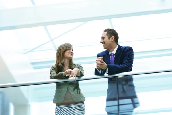 Man and woman networking and flirting — Stock Photo, Image