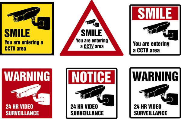 Signes de surveillance vidéo — Image vectorielle