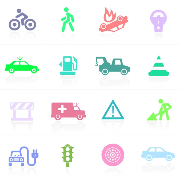 Traffic application icons in color — Stock Vector