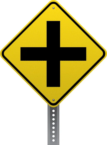 Cruce de caminos adelante señal — Vector de stock
