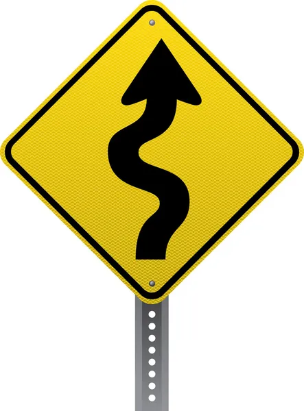 Kurvenreiches Straßenschild — Stockvektor
