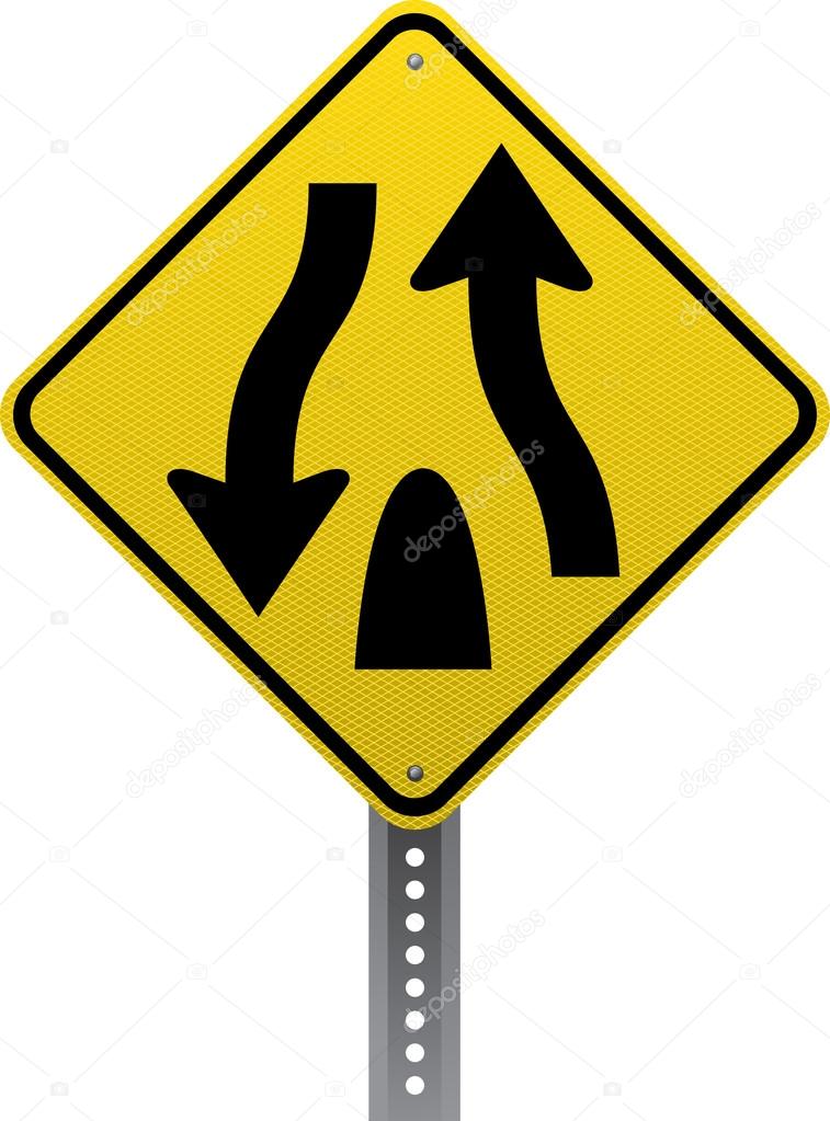 Divided highway sign