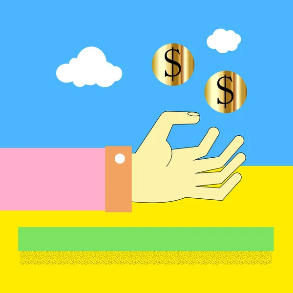 Charity hand get money from above sky charity — Stock Photo, Image