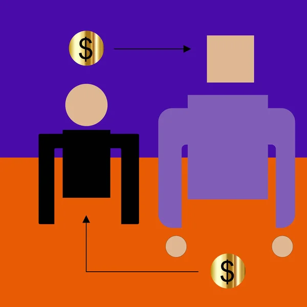 Money exchange between two men process — Stock Photo, Image