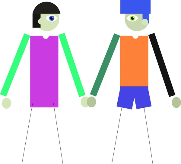 Gay Couple Stand Regarder Autre Isolé — Image vectorielle