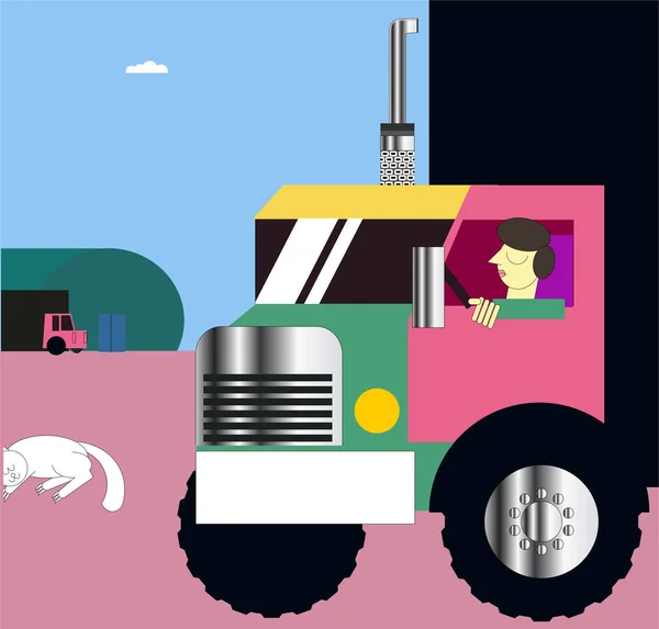 Camion conducteur sieste illustration — Image vectorielle