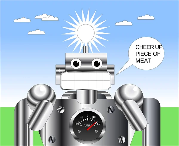 Robot alegre cara feliz ilustración — Vector de stock