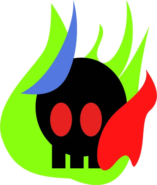 Skull on fire illustration — Stock Vector