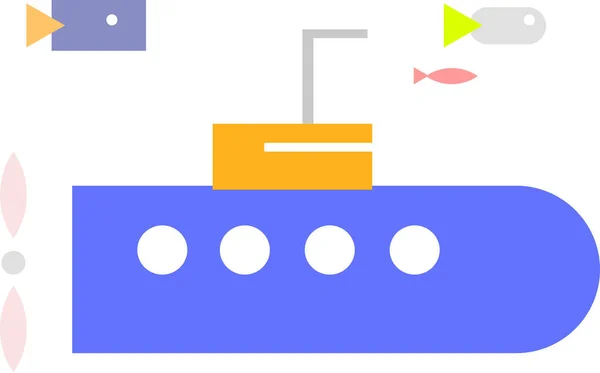 Ilustracja łodzi podwodnych i ryb — Wektor stockowy