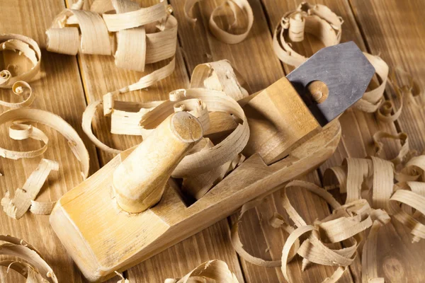 Carpenter's plane and shaving — Stock Photo, Image