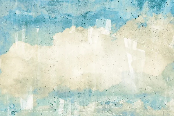 Cloud, sky painted on a wall texture — Stock Photo, Image