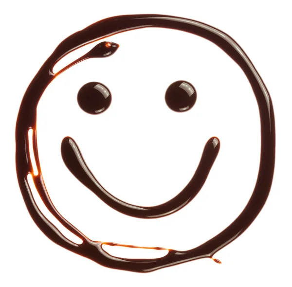 Cara sorridente feita de xarope de chocolate — Fotografia de Stock