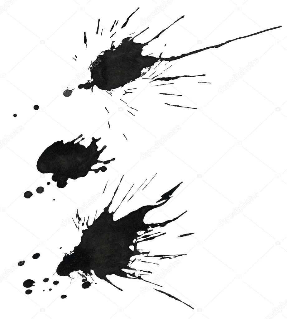 Set of various ink splatter