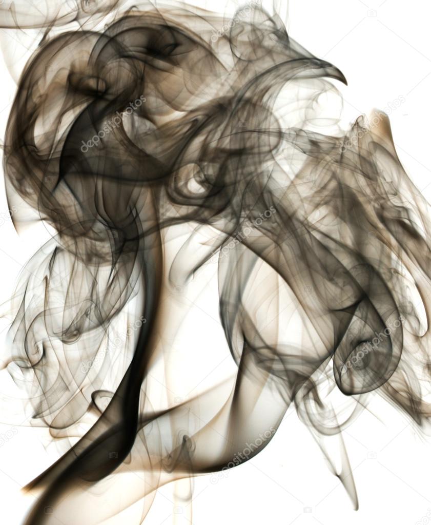 Abstract black and brown smoke on white background