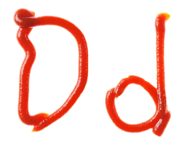 Alphabet letters made from tomato, ketchup syrup are isolated — Stock Photo, Image