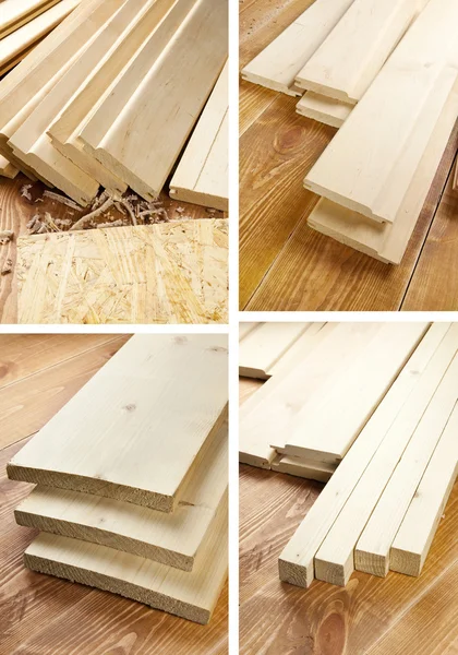 Conjunto de tablones de madera están en una tabla de madera — Foto de Stock
