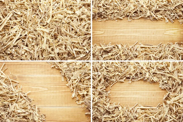 Wooden sawdust and shavings backgrounds with space for text — Stock Photo, Image