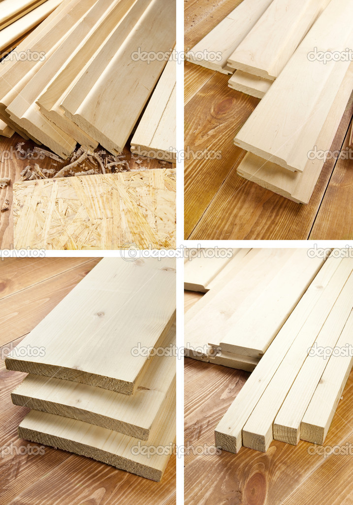 Set of wooden planks are on a wooden board