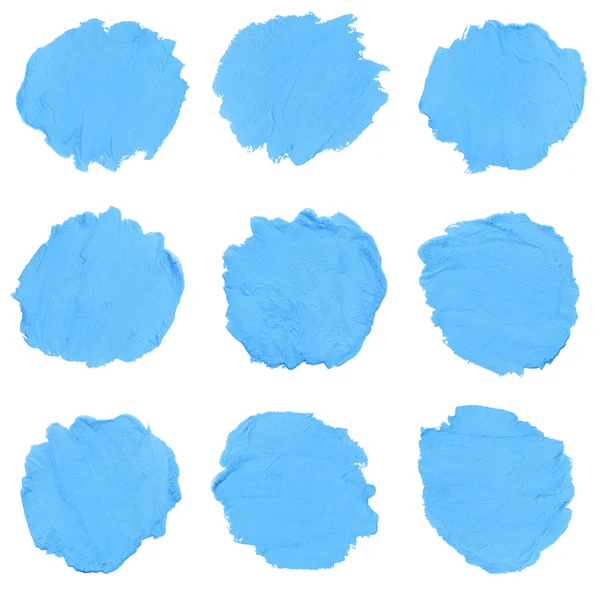Watercolor blue brush strokes, painted circle form — Stock Photo, Image
