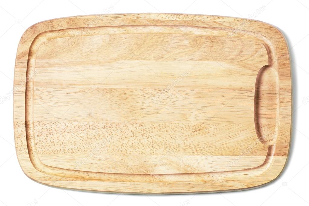 New cutting board used for cooking. Wood texture.