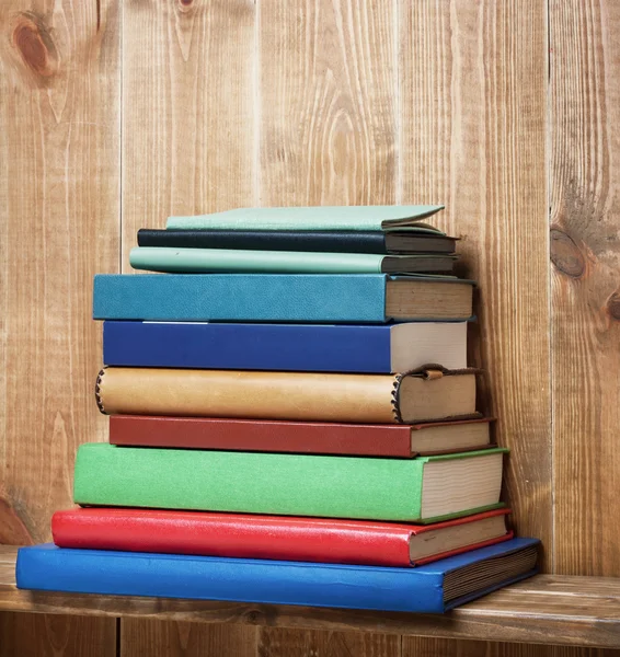 Books on the brown bookshelf — Stock Photo © flas100 28651521