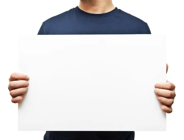 adam holding beyaz boş Pano
