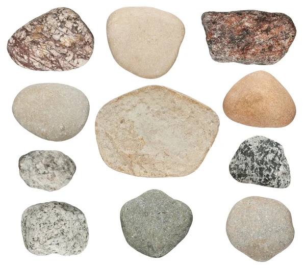 Various color stones are isolated on a white background — Stock Photo, Image