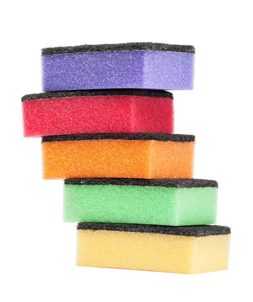 Colorful sponges are isolated on a white — Stock Photo, Image