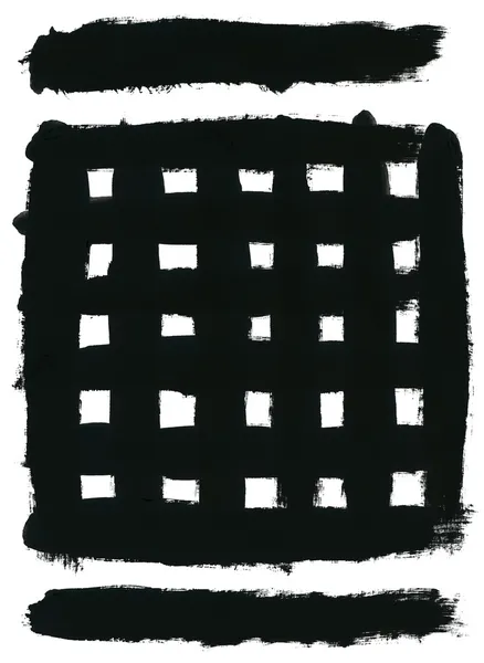 Schwarzes Quadrat und Pinselstriche — Stockfoto