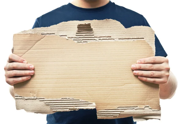 Homem segurando papel velho amassado — Fotografia de Stock