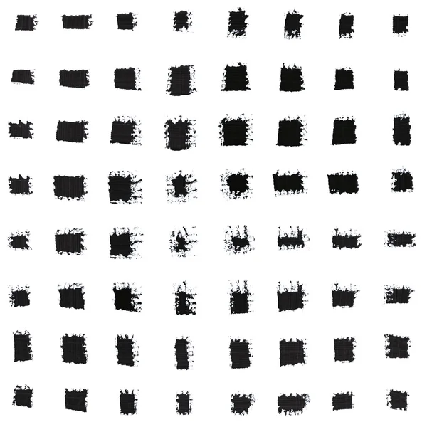 Set of various black ink hand paint brush strokes, stain — Stock Photo, Image