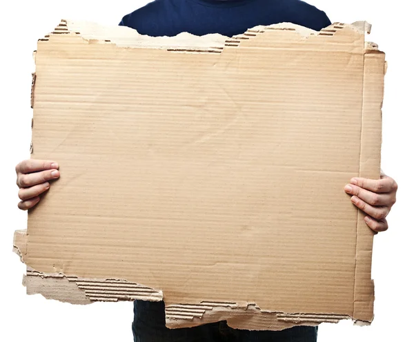 Homem segurando papel velho amassado — Fotografia de Stock