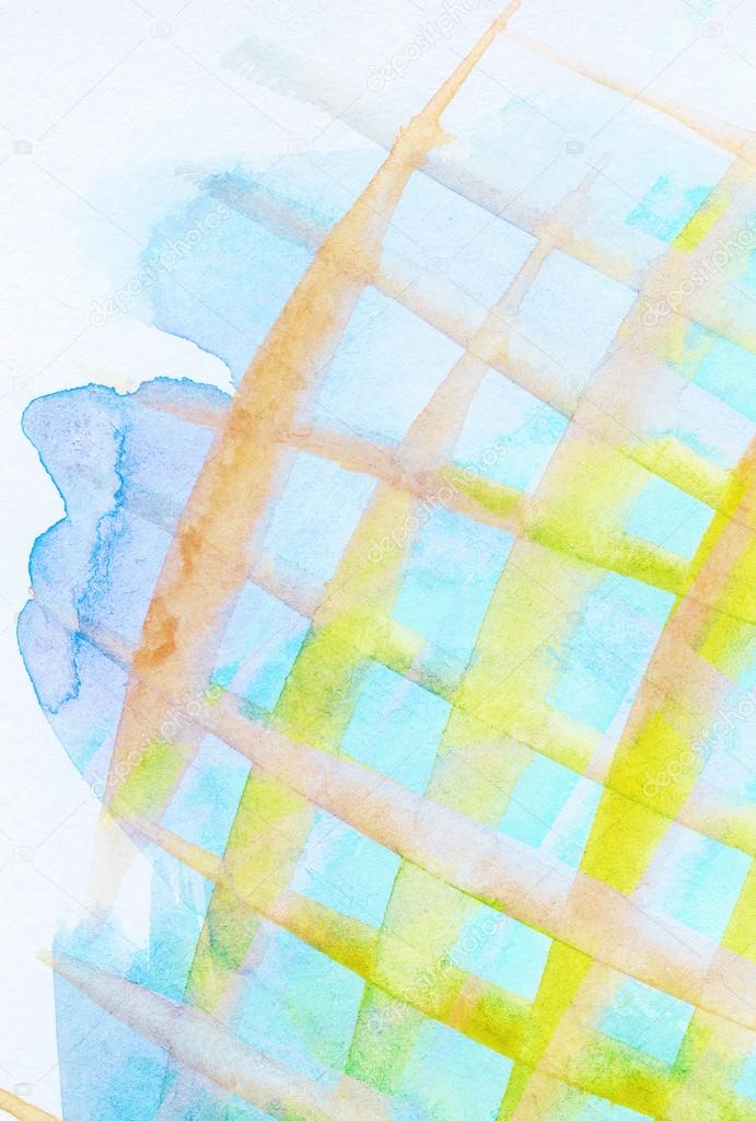 Abstract watercolor background with leaked, striped paint